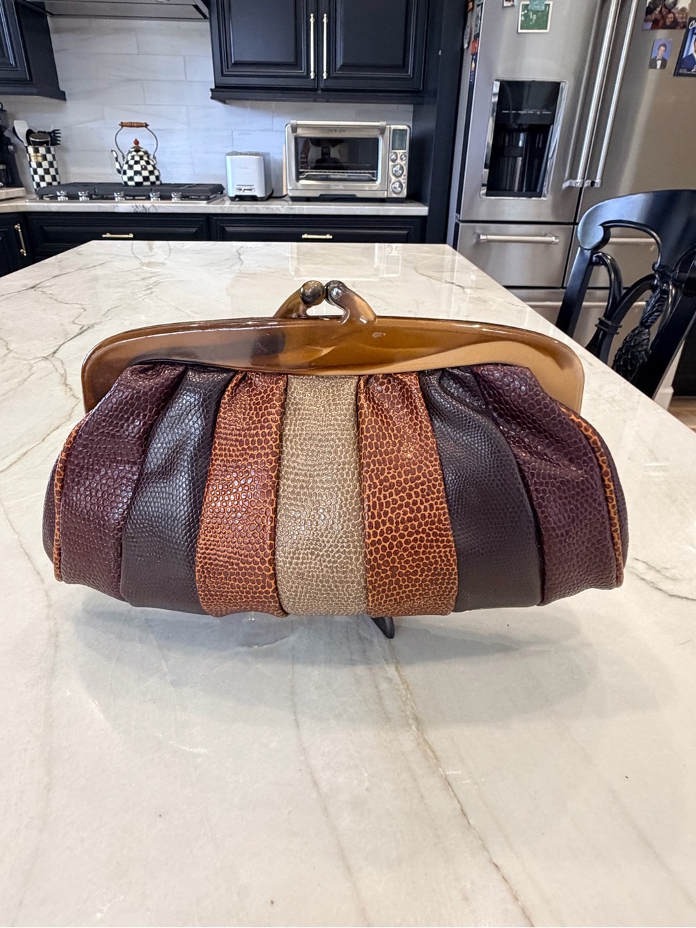 Vintage-Inspired Brown Leather Clutch